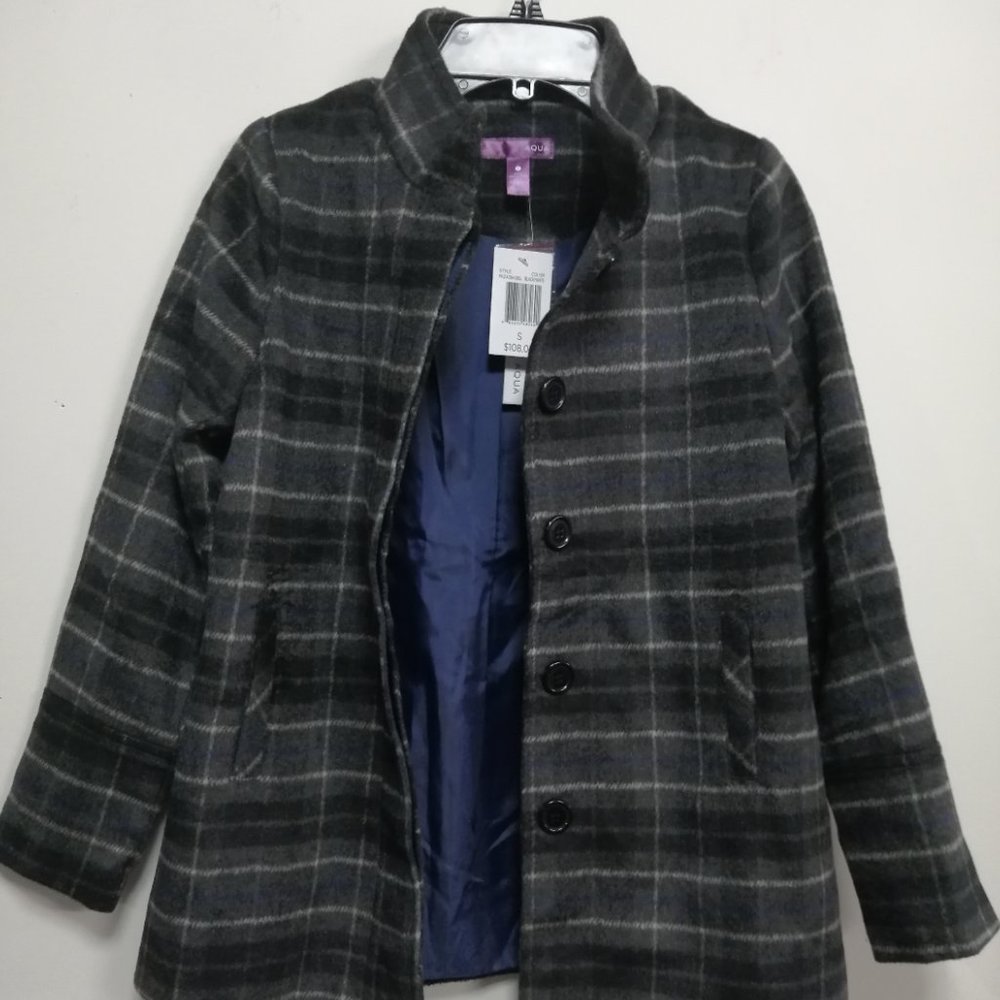 BNWT Aqua Women's Trench Coat Black /White Size Small